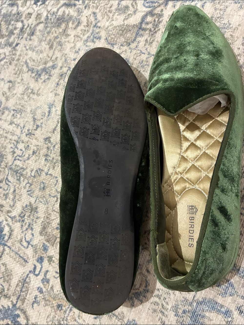 Birdies Velvet Slip-On Loafers in Dark Green- women’s size 8 - Picture 6 of 6